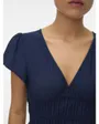 Robe longue Femme VMNELLIE V-NECK SS 7/8 DRESS WVN GA Bleu