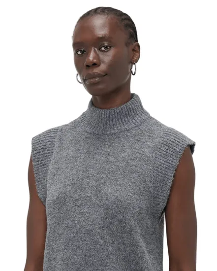Pull sans manches Femme VMWOW SL HIGHNECK VEST Gris