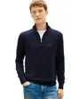 Pull col zippé Homme ESSENTIAL COTTON ZIP MOCK Bleu Marine