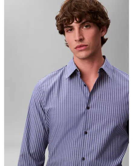 Chemise Homme LS STRIPE SUPIMA STR Bleu Amiral