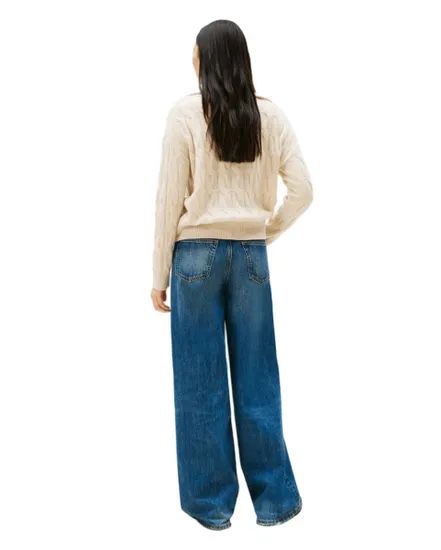 Pull col V Femme SOFT WOOL CABLE 1/2 Écru Chiné