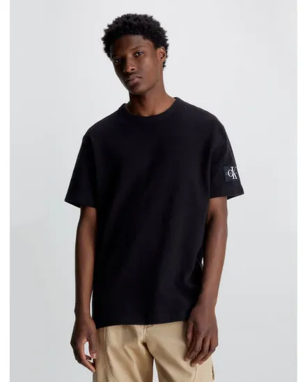 T-shirt Homme Calvin klein BADGE WAFFLE TEE Noir WAS - Ref J30J323489-BEH