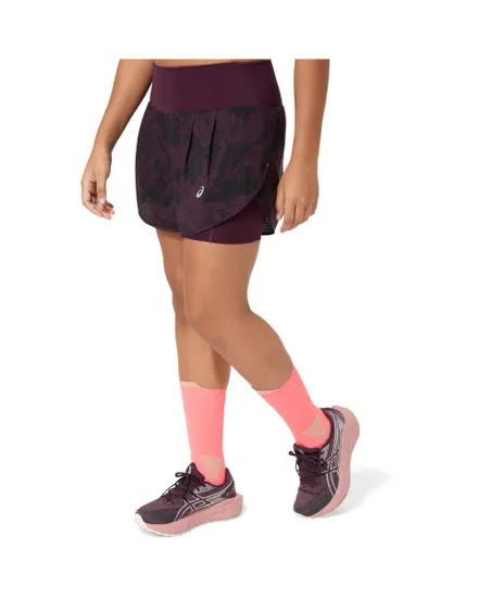 Short Femme ROAD ALL OVER PRINT 2-N-1 3.5IN SHORT Bordeaux