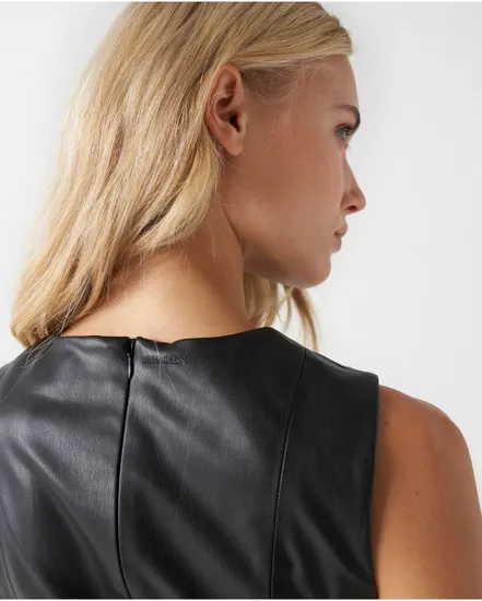 Robe effet cuir Femme FAUX LEATHER MINI DRESS Noir