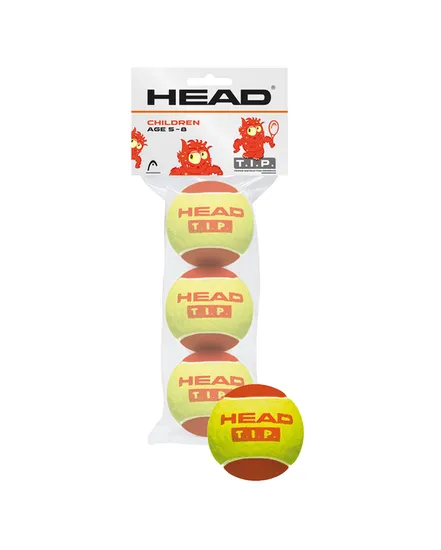 Lot 3 balles de tennis Unisexe 3B HEAD TIP RED - 4DZ Jaune