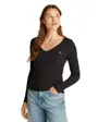 T-Shirt Manches Longues Femme Slim Essential Rib V Ls