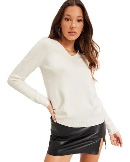Pull col V Femme VIRIL V-NECK L/S KNIT TOP NOOS Blanc