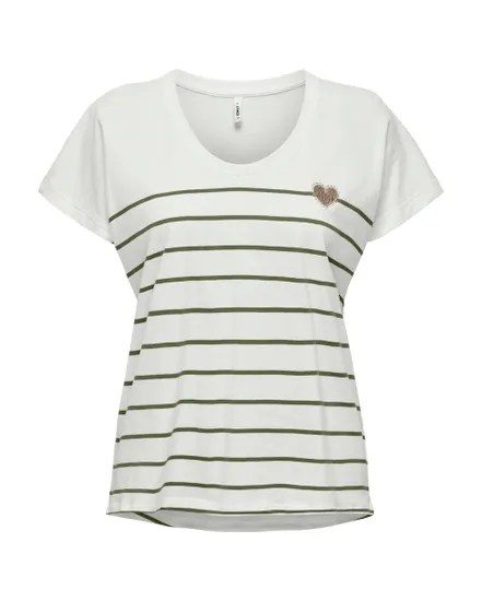 T-shirt manches courtes Femme ONLEMILY LIFE S/S HEART TOP CS JRS Blanc