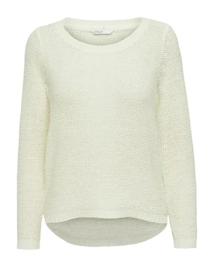 Pull en maille manches longues Femme ONLGEENA XO L/S PULLOVER KNT NOOS Blanc
