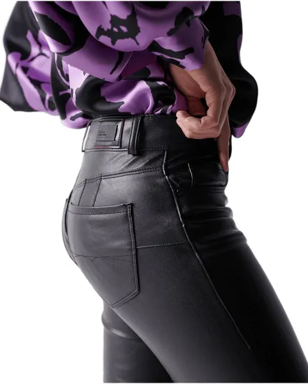 Pantalon Femme DESTINY CROPPED SKINNY IN BLACK PU Noir