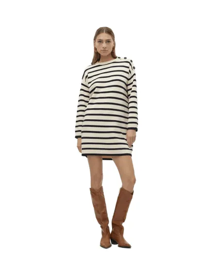 Robe Tricotée Femme VMSABA LS O Neck Button