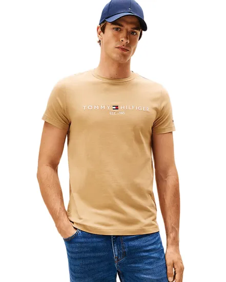 T-shirt col rond Homme TOMMY LOGO TEE Camel