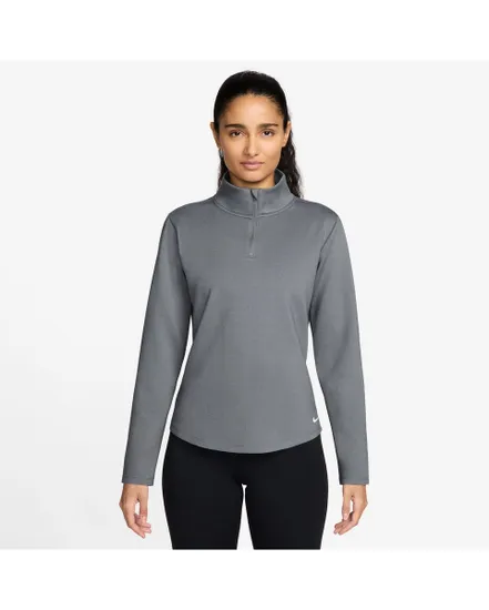 Haut col zip Femme W NK ONE TF STD LS HALF ZIP Gris