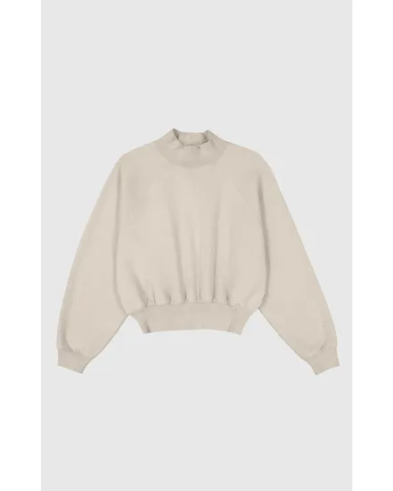 Sweat à capuche Femme MOCK TURTLE NECK LONG SLEEVES SWEATSHIRT Beige