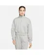 Sweat col zip Femme W NSW PHNX FLC QZ CROP Gris