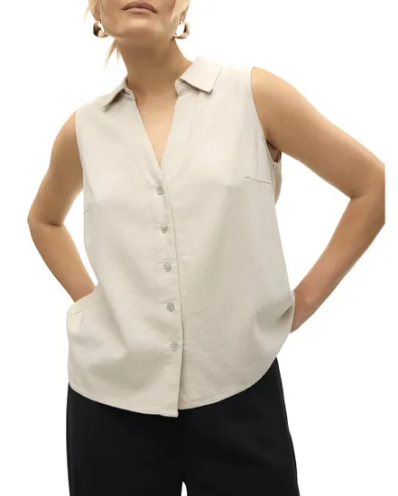 Chemise Femme VMMYMILO SL V-NECK SHIRT