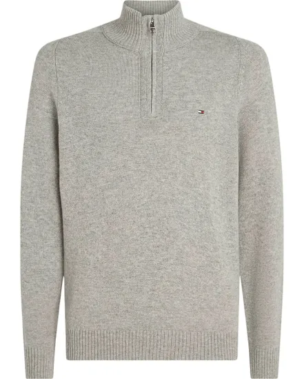 Pull col zippé Homme LAMBSWOOL ZIP MOCK Gris Chiné