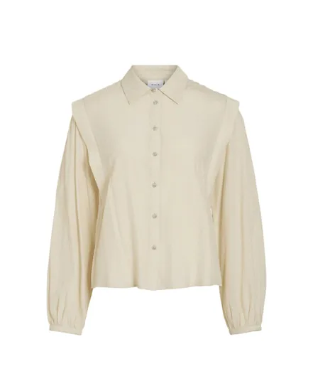 Chemisier Femme VIDAYSA L/S QUILT DETAIL SHIRT/C34 Écru