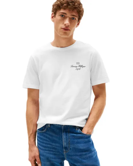 T-shirt col rond Homme OUTLINE FLAG SCRIPT Blanc