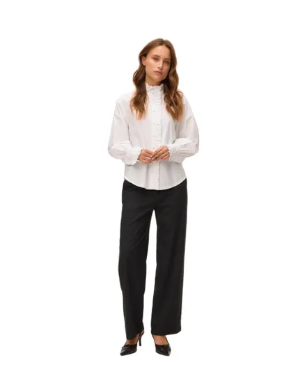 Chemisier Femme VMFANNI LS RUFFEL TOP WVN GA Blanc
