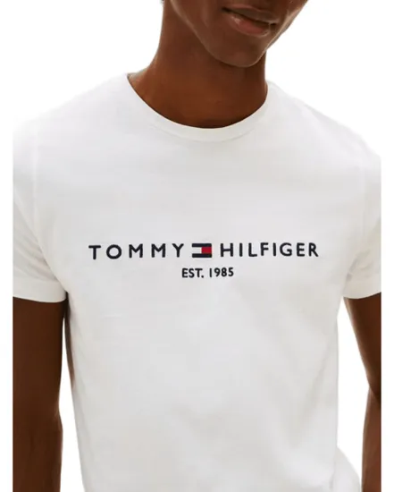 T-shirt col rond Homme CORE TOMMY LOGO TEE Blanc