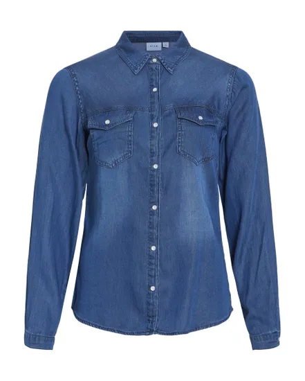 Chemisier Femme VIBISTA DENIM SHIRT NOOS Bleu Foncé