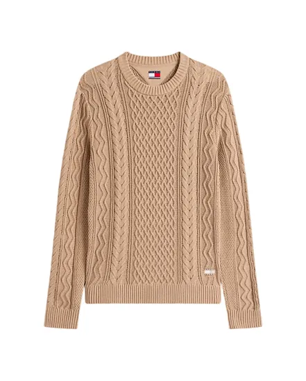 Pull col rond Homme SLM BADGE CABLE KNIT SWEATER Taupe
