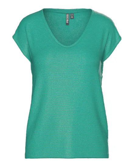 T-shirt col V Femme BILLO TEE LUREX STRIPES JRS Vert