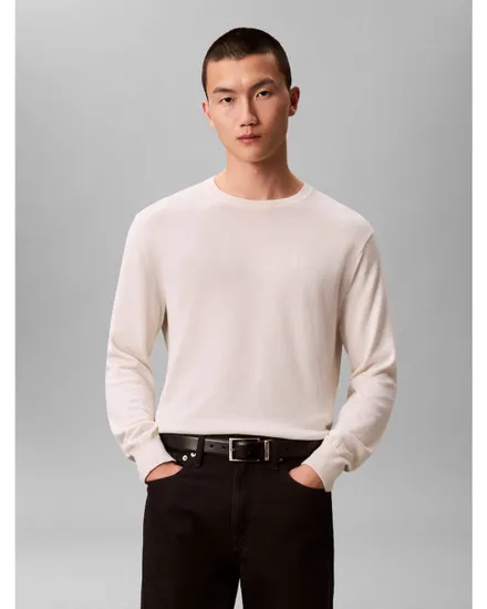 Pull col rond Homme LS SUPIMA COTTON CREW 14GG Beige Tofu