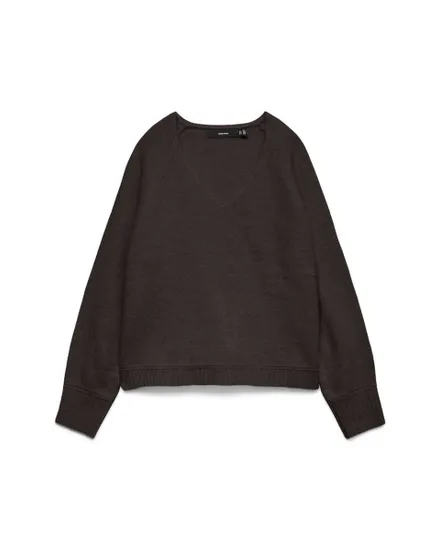 Pull Femme VMAQUARIUS LS V-NECK RAGLAN PULLOVER BF Marron