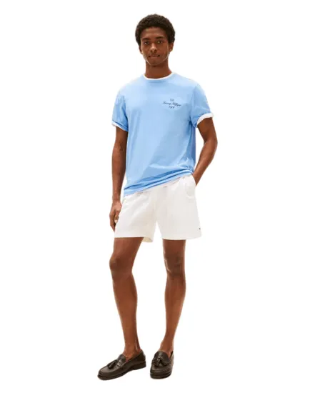 T-shirt col rond Homme OUTLINE FLAG SCRIPT Bleu