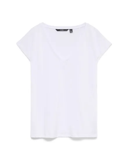 T-shirt col V Femme VMFILLI SS V-NECK TEE NOOS Blanc