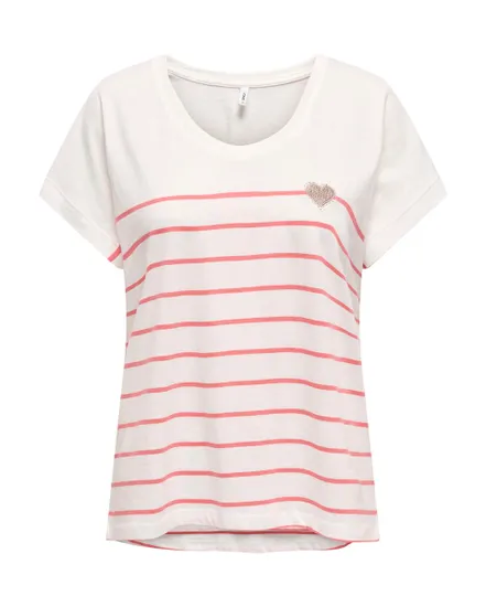 T-shirt manches courtes Femme ONLEMILY LIFE S/S HEART TOP CS JRS Blanc