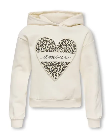 Sweat à capuche Fille KOGCOOPER LIFE HEART LS HOODIE SWT NOOS Blanc
