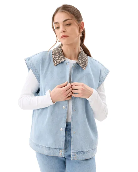 Gilet Femme Pcbreia SL Denim Vest FC