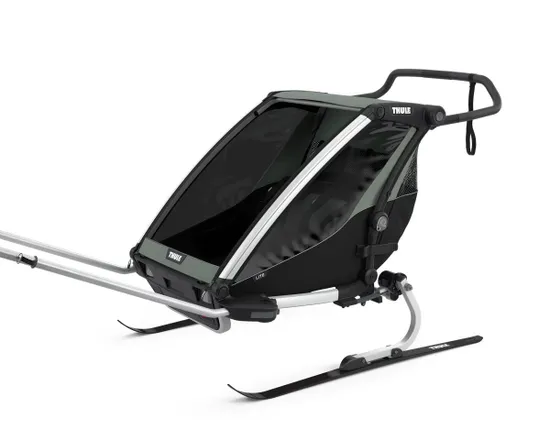 Remorque pour enfant 2 places CHARIOT LITE Aluminium/Vert Agave
