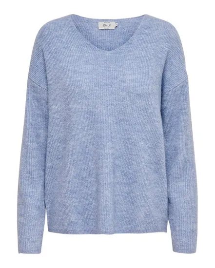 Pull en maille manches longues Femme ONLCAMILLA V-NECK L/S PULLOVER KNT NOOS Ble