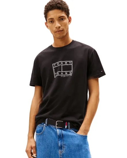 T-shirt col rond Homme REG CENTER FLAG Noir