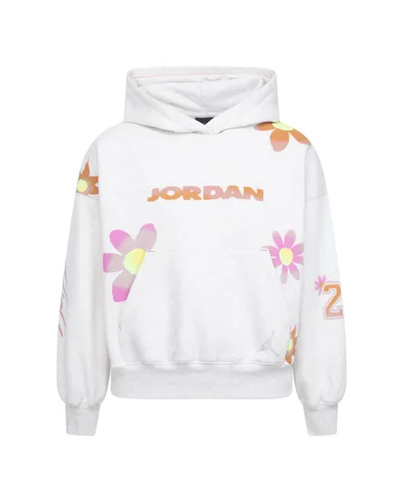 Sweat à capuche Fille DELORIS JORDAN FLOWER PO Blanc