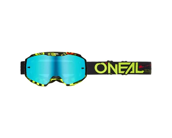 Masque de VTT Unisexe B-10 ATTACK Noir/Jaune Fluo/Bleu Radium