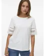 T-shirt Femme VMIVACY 2/4 O-NECK TOP JRS BTQ Blanc