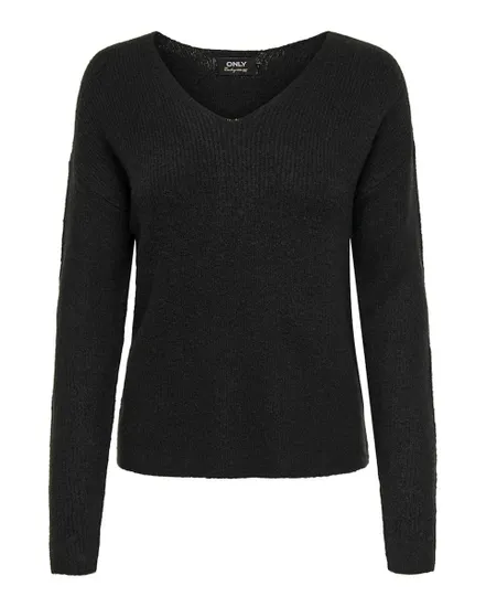 Pull Femme ONLCAMILLA V-NECK L/S PULLOVER KNT NOOS Noir
