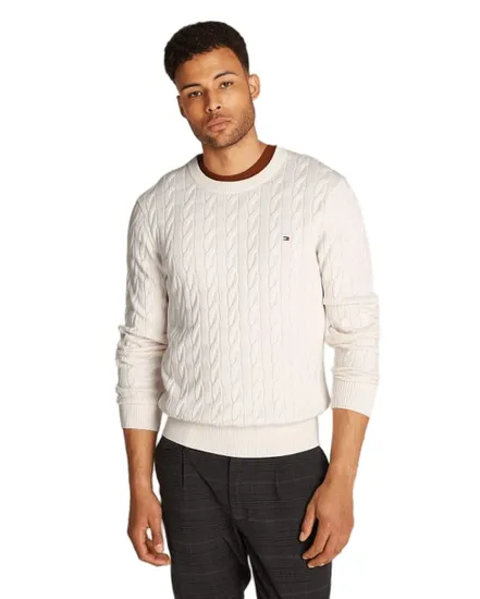 Pull col rond Homme CLASSIC COTTON CABLE CREW NECK Écru