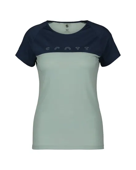 T-shirt manches courtes Femme DEFINED MERINO Bleu Métal/Vert clair