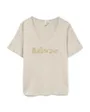 T-shirt Femme VMFADORA S/S V-NECK T-SHIRT JRS BTQ GA Beige