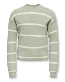 Pull Fille KOGFRANCA LIFE SHORT L/S STRIPE KNT NOOS Gris