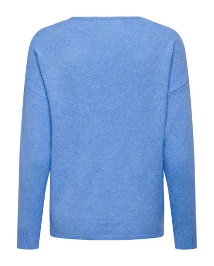 Pull en maille manches longues Femme ONLRICA LIFE L/S V-NECK PULLO KNT NOOS Bleu