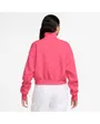 Sweat col zip Femme W NSW PHNX FLC QZ CROP Rose