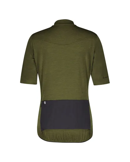 Maillot manches courtes Homme GRAVEL MERINO Vert Sapin/Noir