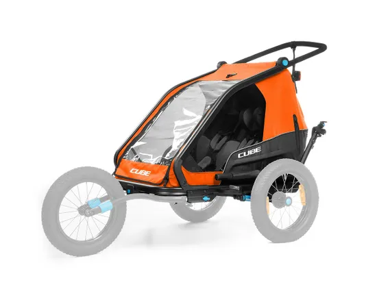 Remorque pour enfant 2 places DOUBLE CMPT X ACTIONTEAM Orange/Gris